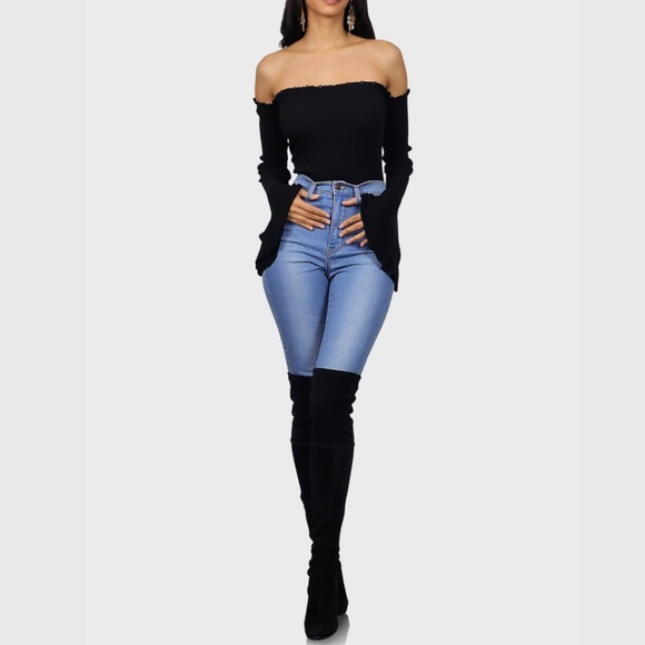 Tops - Ribbed Bell Sleeve Bodysuit